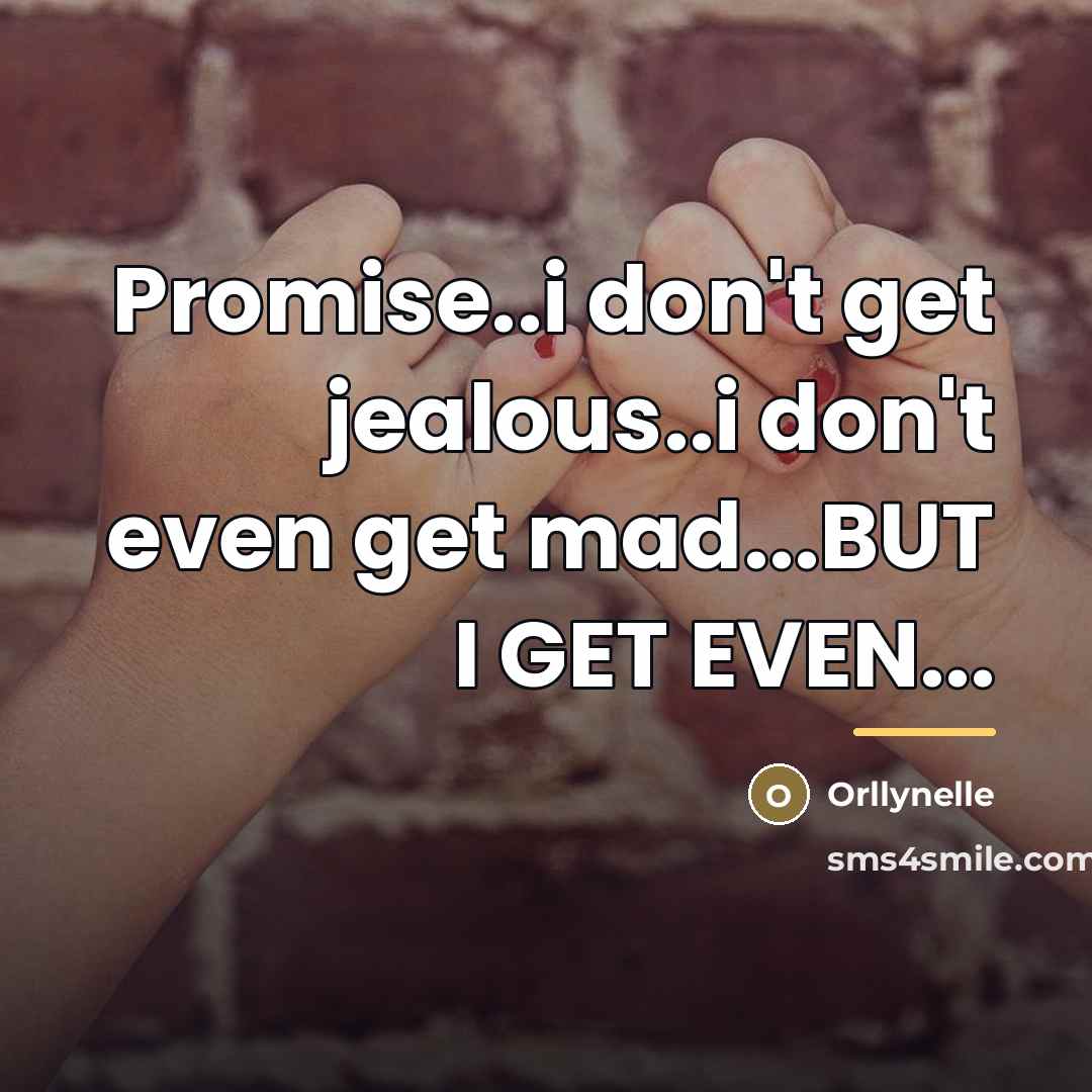 “Promise..i don't get jealous..i don't even get mad...BUT I GET…” quote by Orllynelle