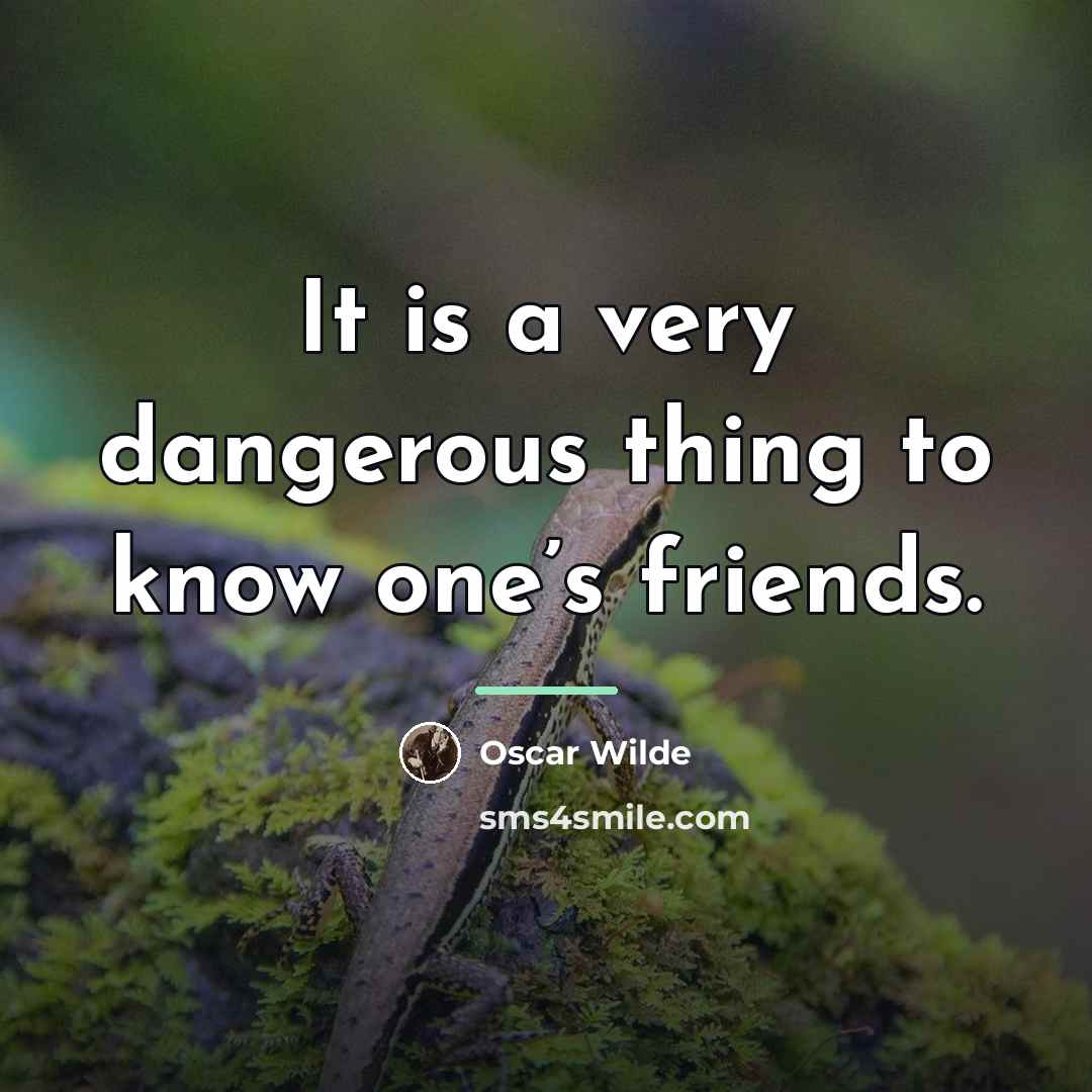 “It is a very dangerous thing to know one’s friends.…” quote by Oscar Wilde