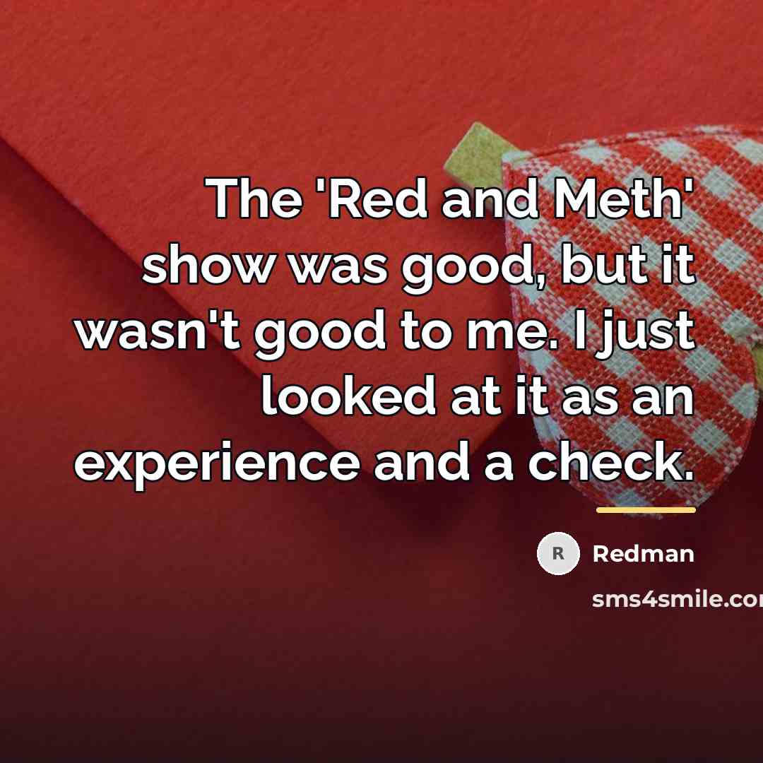 “The 'Red and Meth' show was good, but it wasn't…” quote by Redman