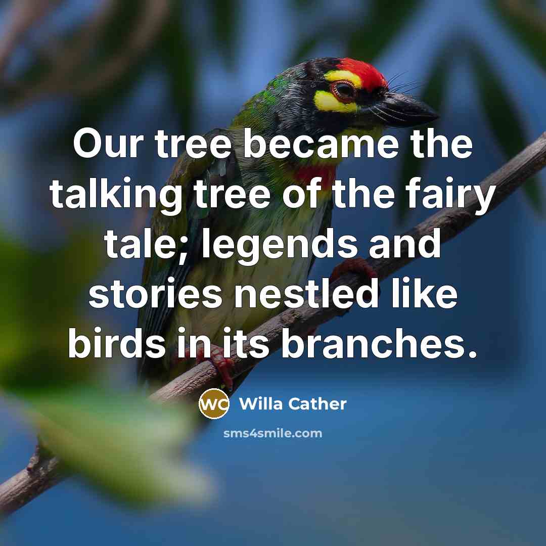 “Our tree became the talking tree of the fairy tale;…” quote by Willa Cather