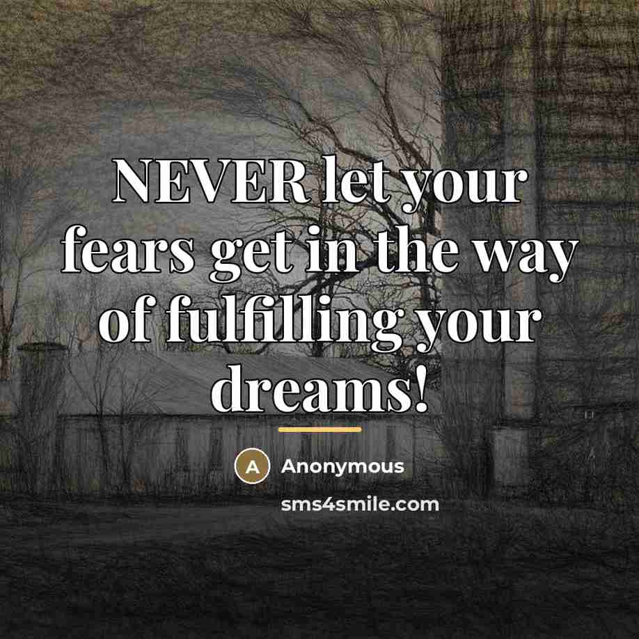 “NEVER let your fears get in the way of fulfilling…” quote by Anonymous