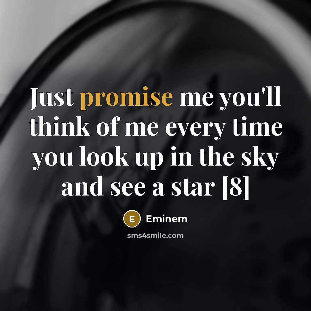 “Just promise me you'll think of me every time you…” quote by Eminem