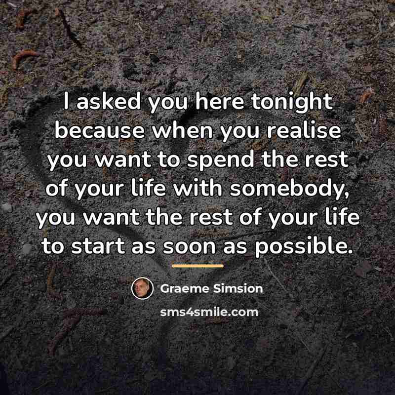“I asked you here tonight because when you realise you…” quote by Graeme Simsion