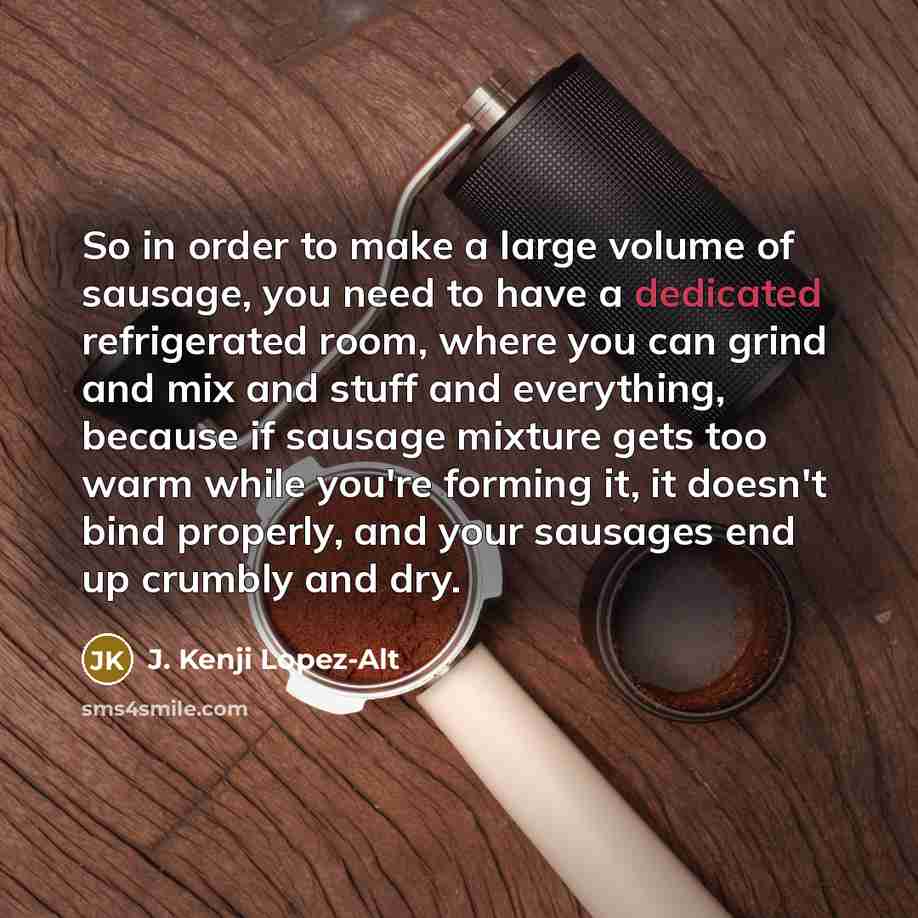 “So in order to make a large volume of sausage,…” quote by J. Kenji Lopez-Alt