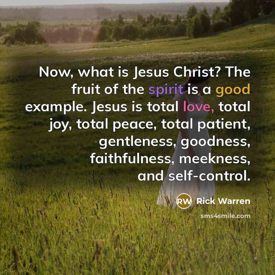 “Now, what is Jesus Christ? The fruit of the spirit…” quote by Rick Warren