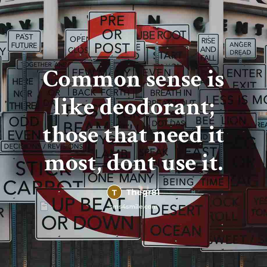 “Common sense is like deodorant; those that need it most,…” quote by Thegr81
