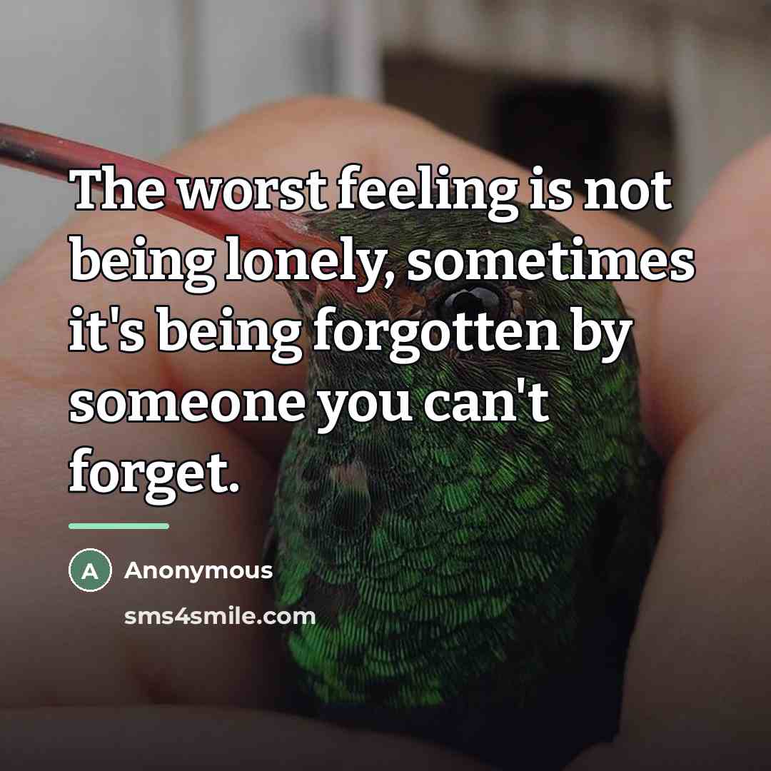 “The worst feeling is not being lonely, sometimes it's being…” quote by Anonymous
