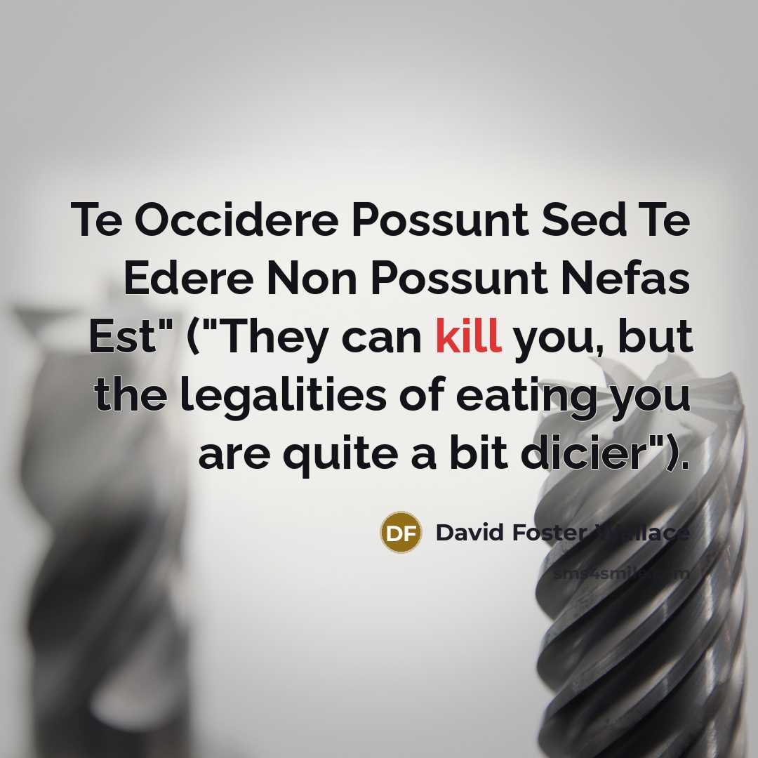 “Te Occidere Possunt Sed Te Edere Non Possunt Nefas Est"…” quote by David Foster Wallace