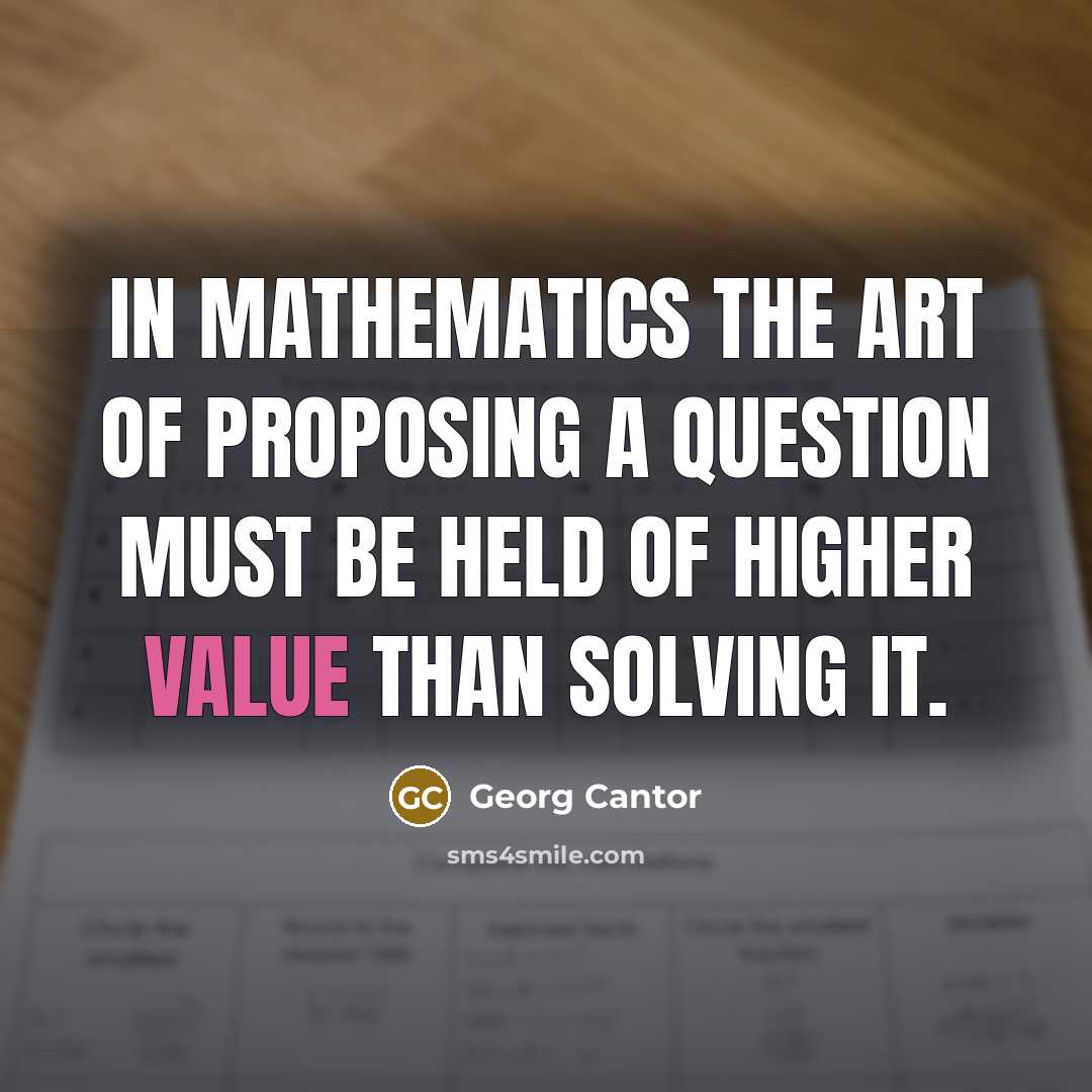 “In mathematics the art of proposing a question must be…” quote by Georg Cantor