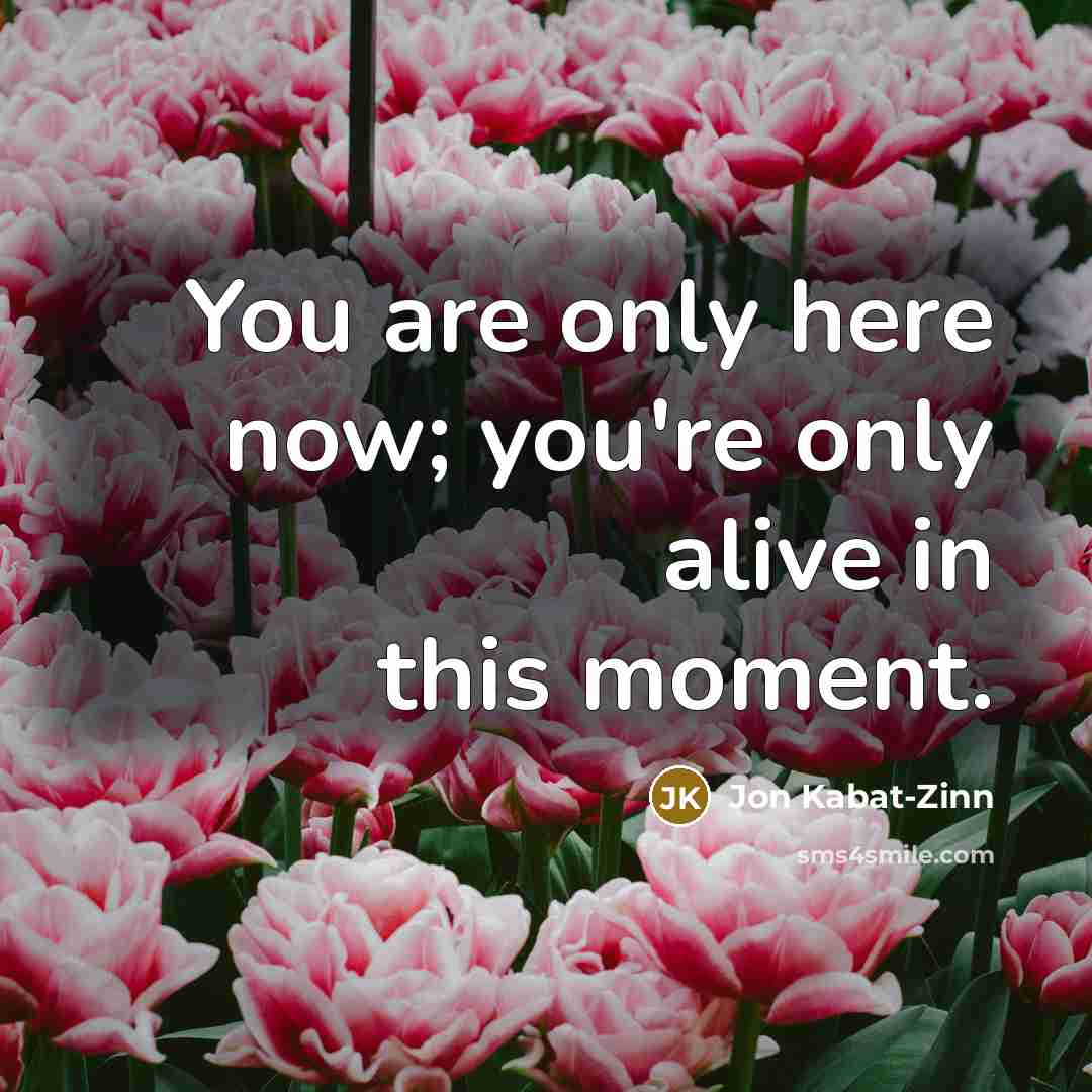 “You are only here now; you're only alive in this…” quote by Jon Kabat-Zinn