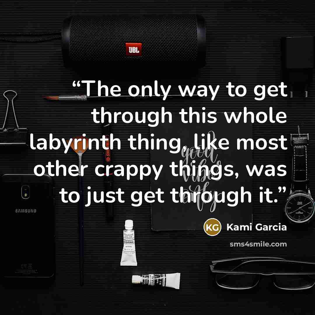 “The only way to get through this whole labyrinth thing, like most other crappy things, was to just get through it.” quote by Kami Garcia