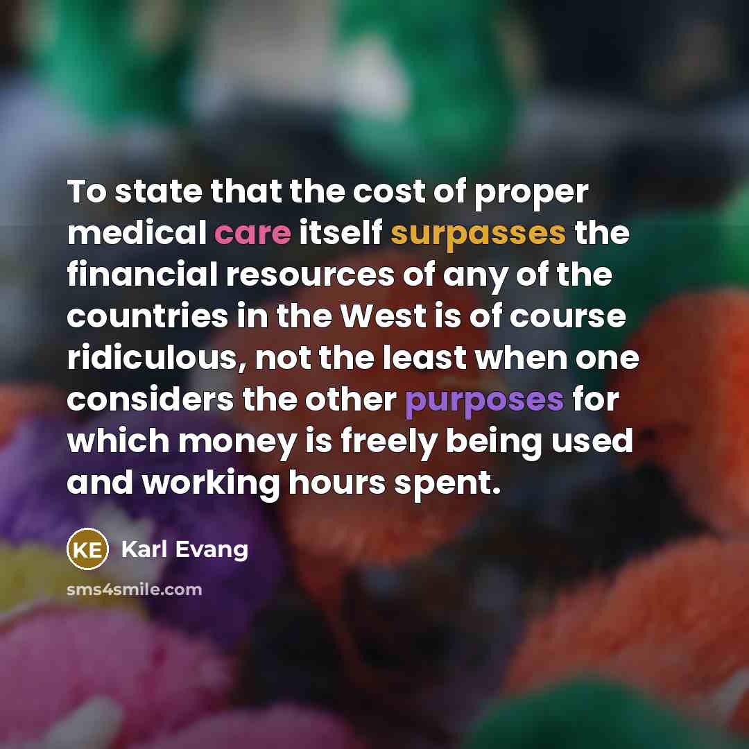 “To state that the cost of proper medical care itself…” quote by Karl Evang