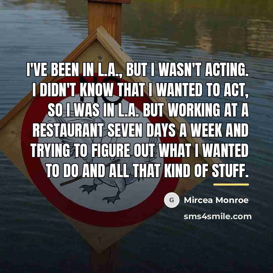 “I've been in L.A., but I wasn't acting. I didn't…” quote by Mircea Monroe