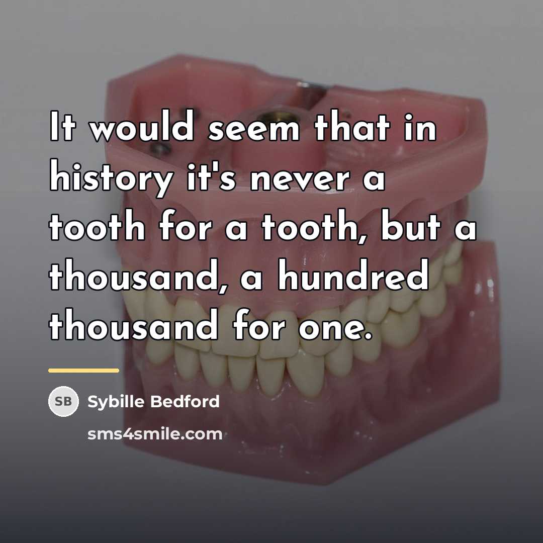 “It would seem that in history it's never a tooth…” quote by Sybille Bedford