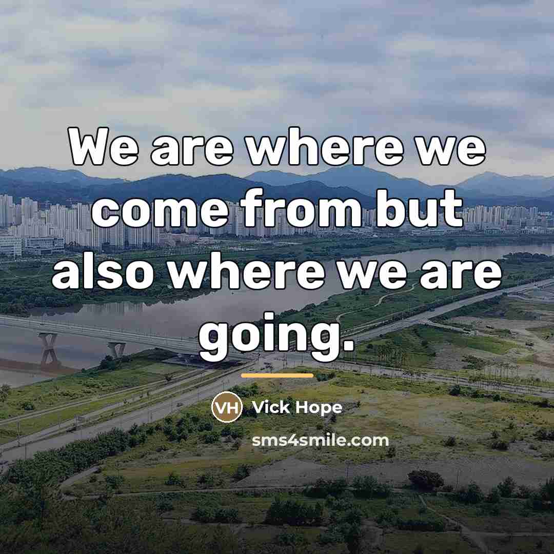 “We are where we come from but also where we…” quote by Vick Hope