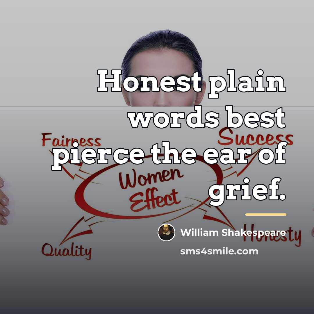“Honest plain words best pierce the ear of grief.…” quote by William Shakespeare