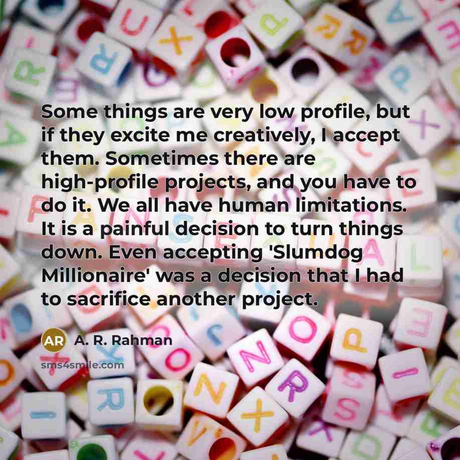 “Some things are very low profile, but if they excite…” quote by A. R. Rahman