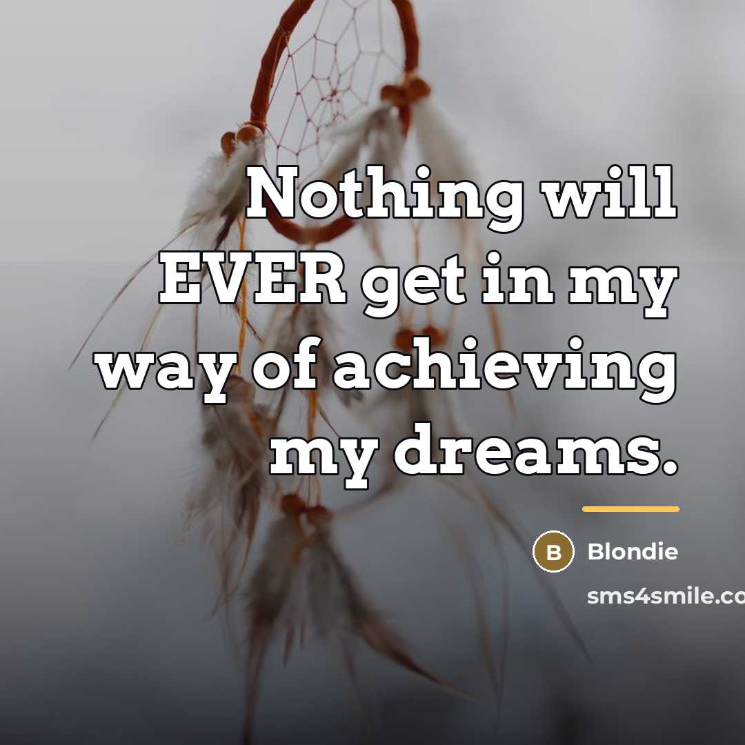 “Nothing will EVER get in my way of achieving my…” quote by Blondie