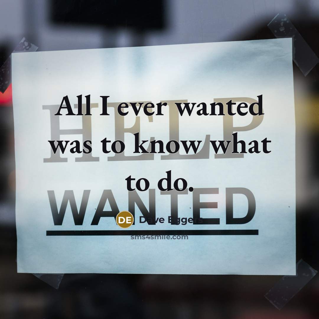 “All I ever wanted was to know what to do.” quote by Dave Eggers