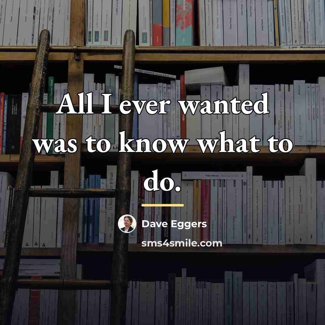 “All I ever wanted was to know what to do.…” quote by Dave Eggers