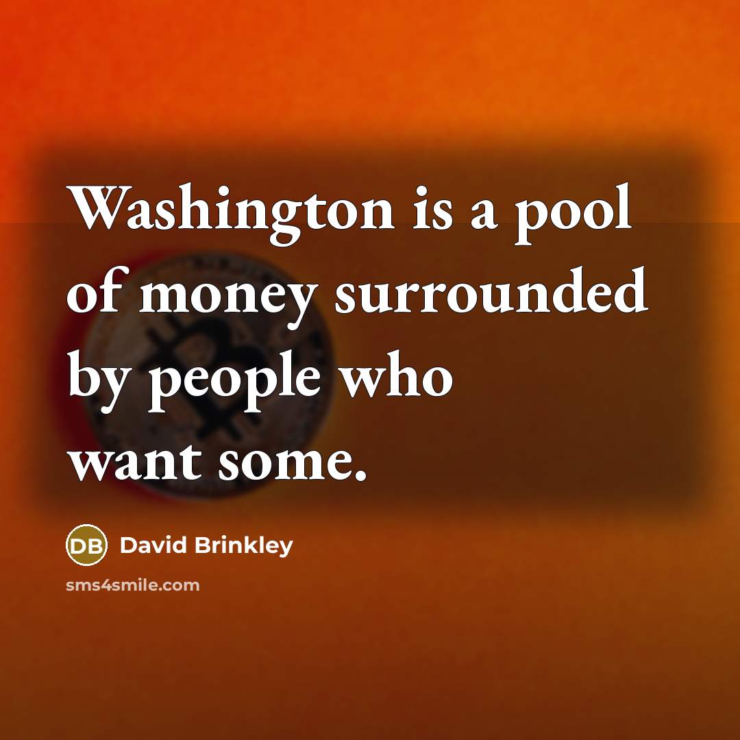 “Washington is a pool of money surrounded by people who…” quote by David Brinkley