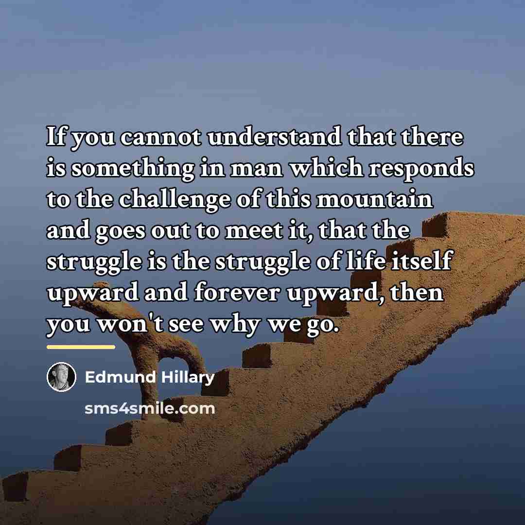 “If you cannot understand that there is something in man…” quote by Edmund Hillary