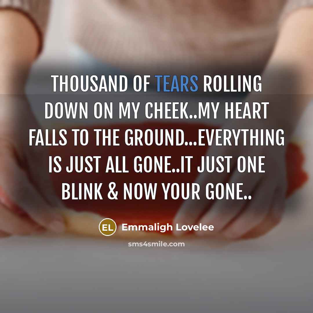“Thousand of tears rolling down on my cheek..my heart falls…” quote by Emmaligh Lovelee