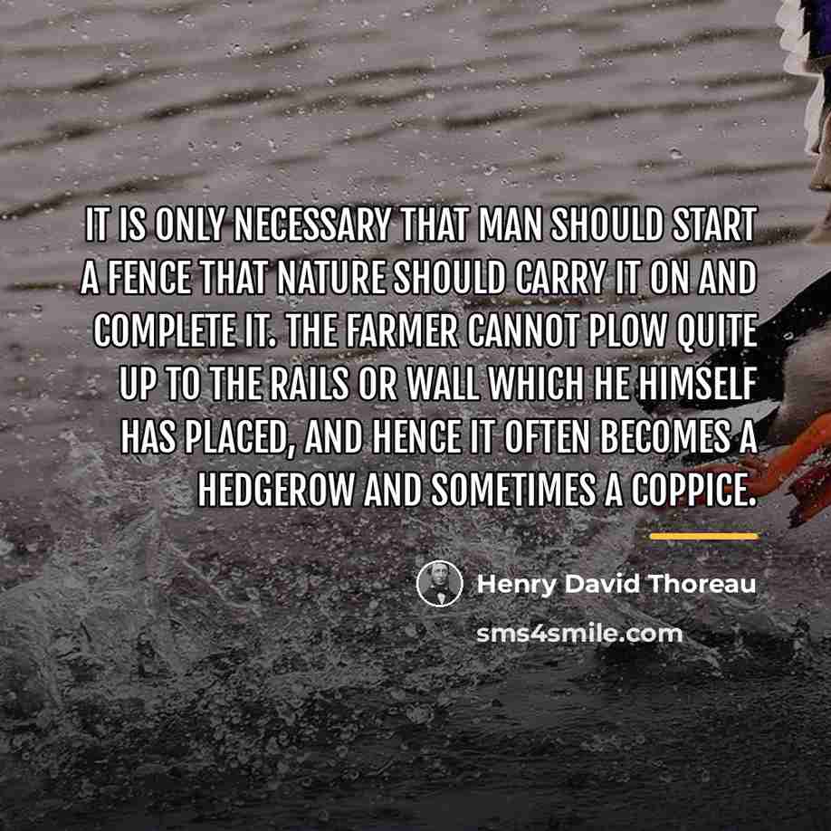 “It is only necessary that man should start a fence…” quote by Henry David Thoreau