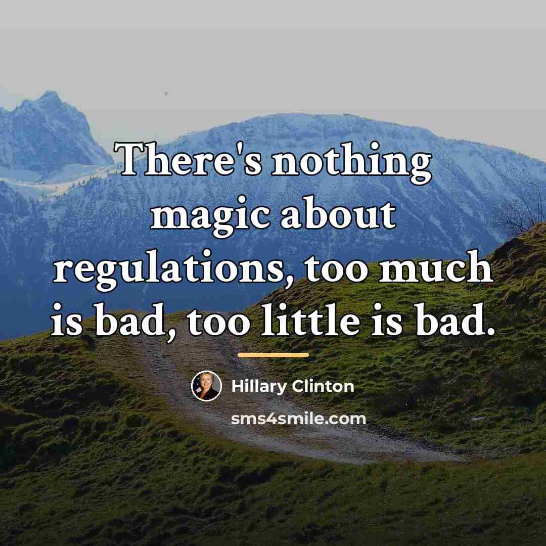 “There's nothing magic about regulations, too much is bad, too…” quote by Hillary Clinton