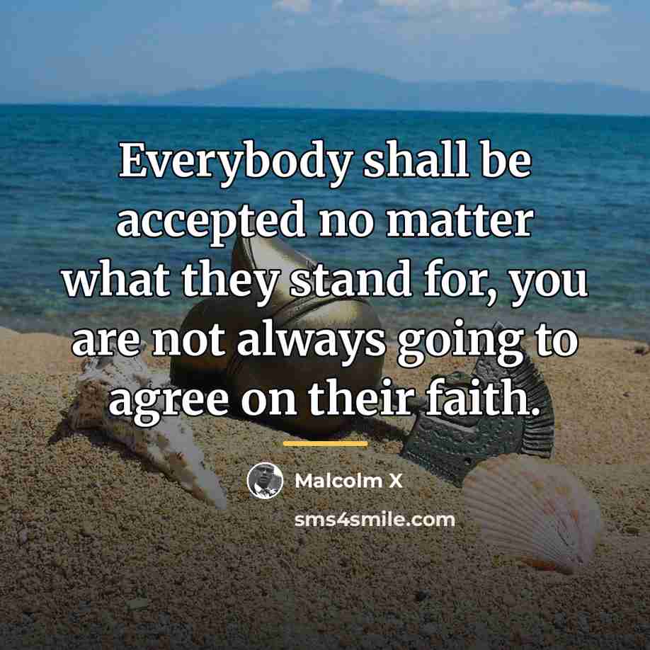 “Everybody shall be accepted no matter what they stand for,…” quote by Malcolm X