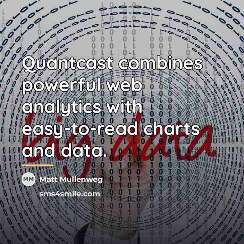 “Quantcast combines powerful web analytics with easy-to-read charts and data.…” quote by Matt Mullenweg