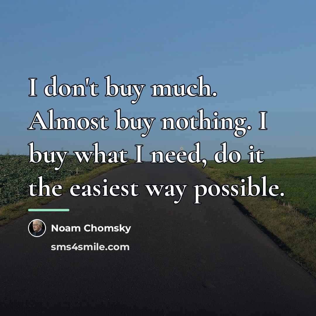 “I don't buy much. Almost buy nothing. I buy what…” quote by Noam Chomsky