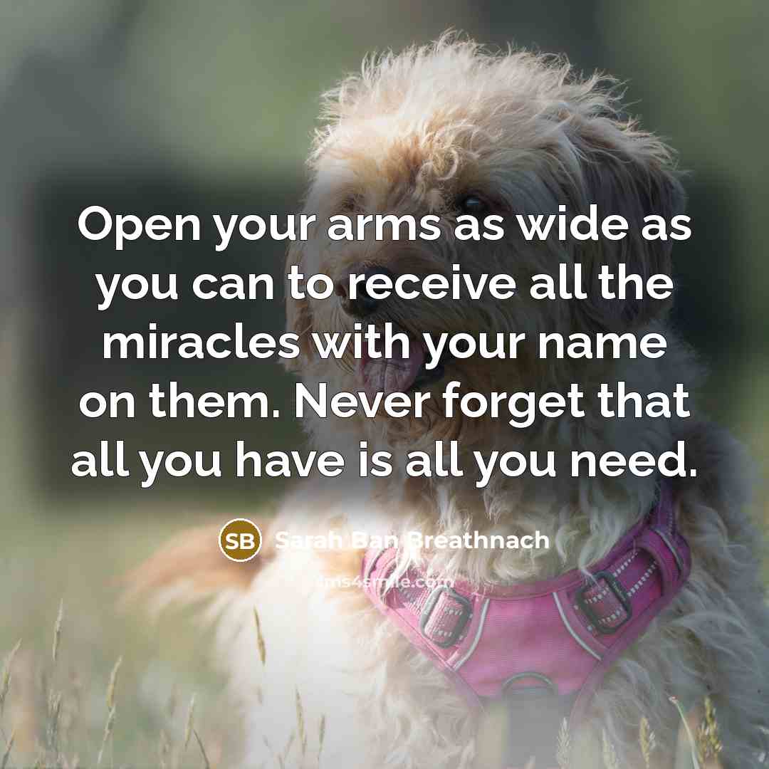 “Open your arms as wide as you can to receive…” quote by Sarah Ban Breathnach