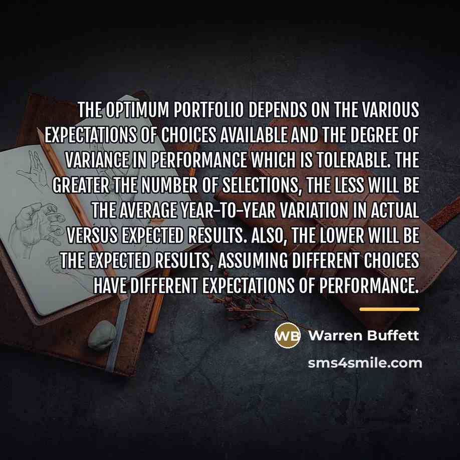 “The optimum portfolio depends on the various expectations of choices…” quote by Warren Buffett