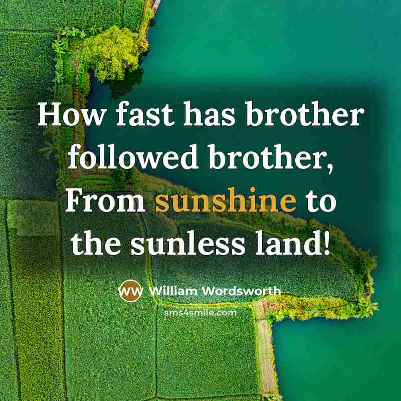 “How fast has brother followed brother, From sunshine to the…” quote by William Wordsworth