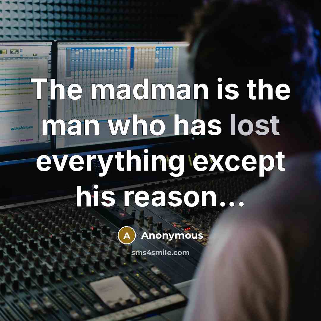 “The madman is the man who has lost everything except…” quote by Anonymous