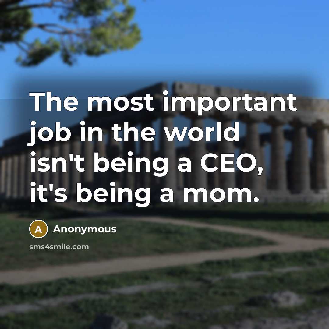 “The most important job in the world isn't being a…” quote by Anonymous