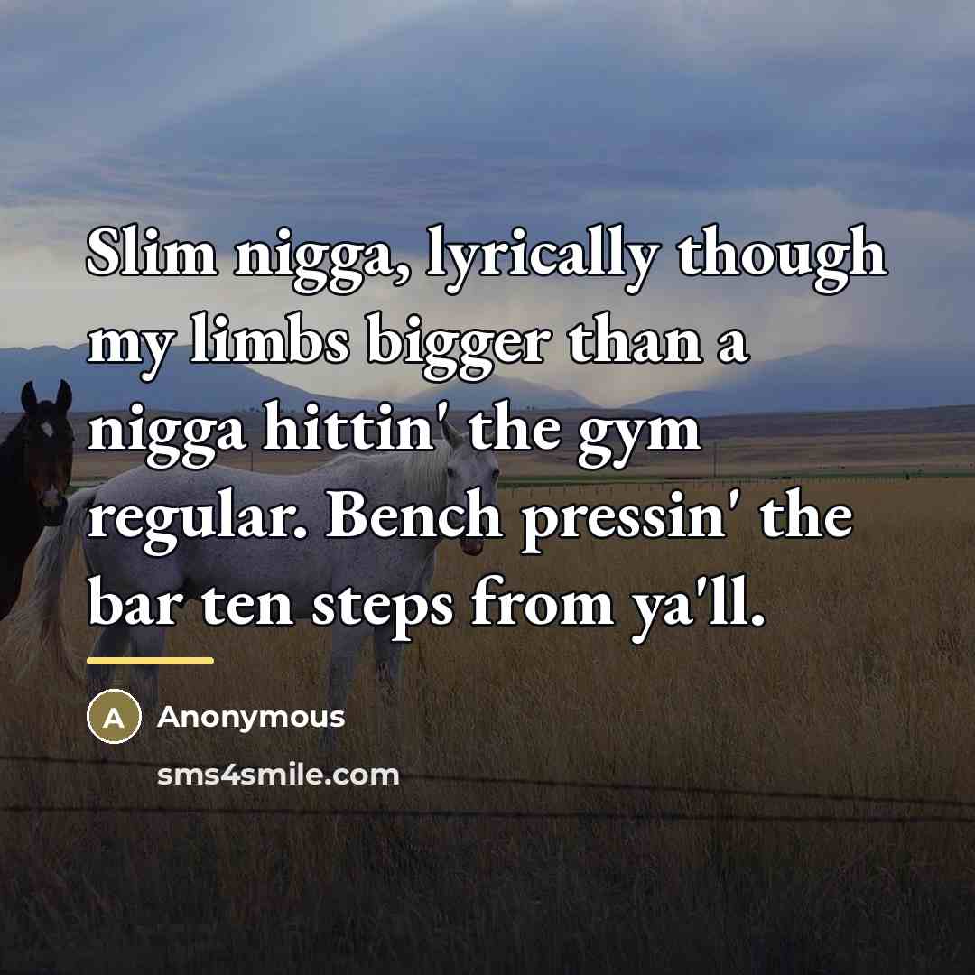 “Slim nigga, lyrically though my limbs bigger than a nigga…” quote by Anonymous