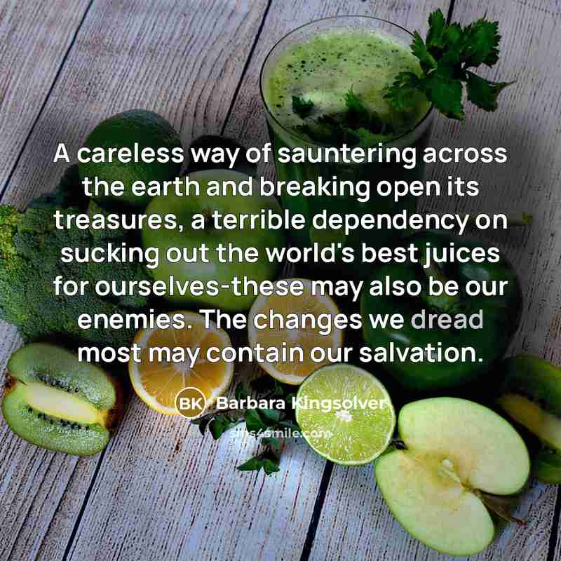 “A careless way of sauntering across the earth and breaking…” quote by Barbara Kingsolver