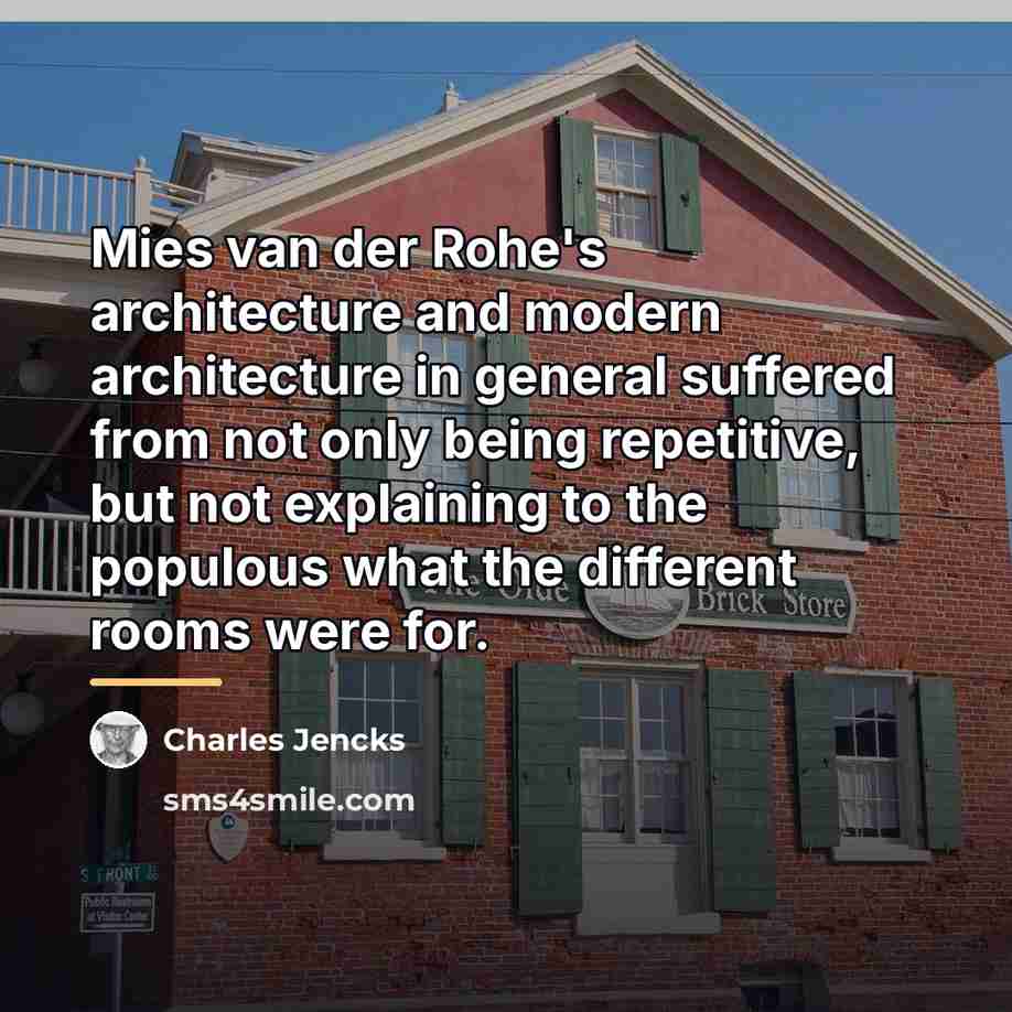 “Mies van der Rohe's architecture and modern architecture in general…” quote by Charles Jencks