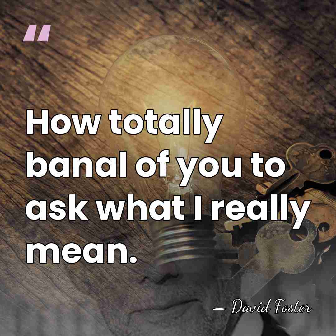 How totally banal of you to ask what I really mean. - David Foster