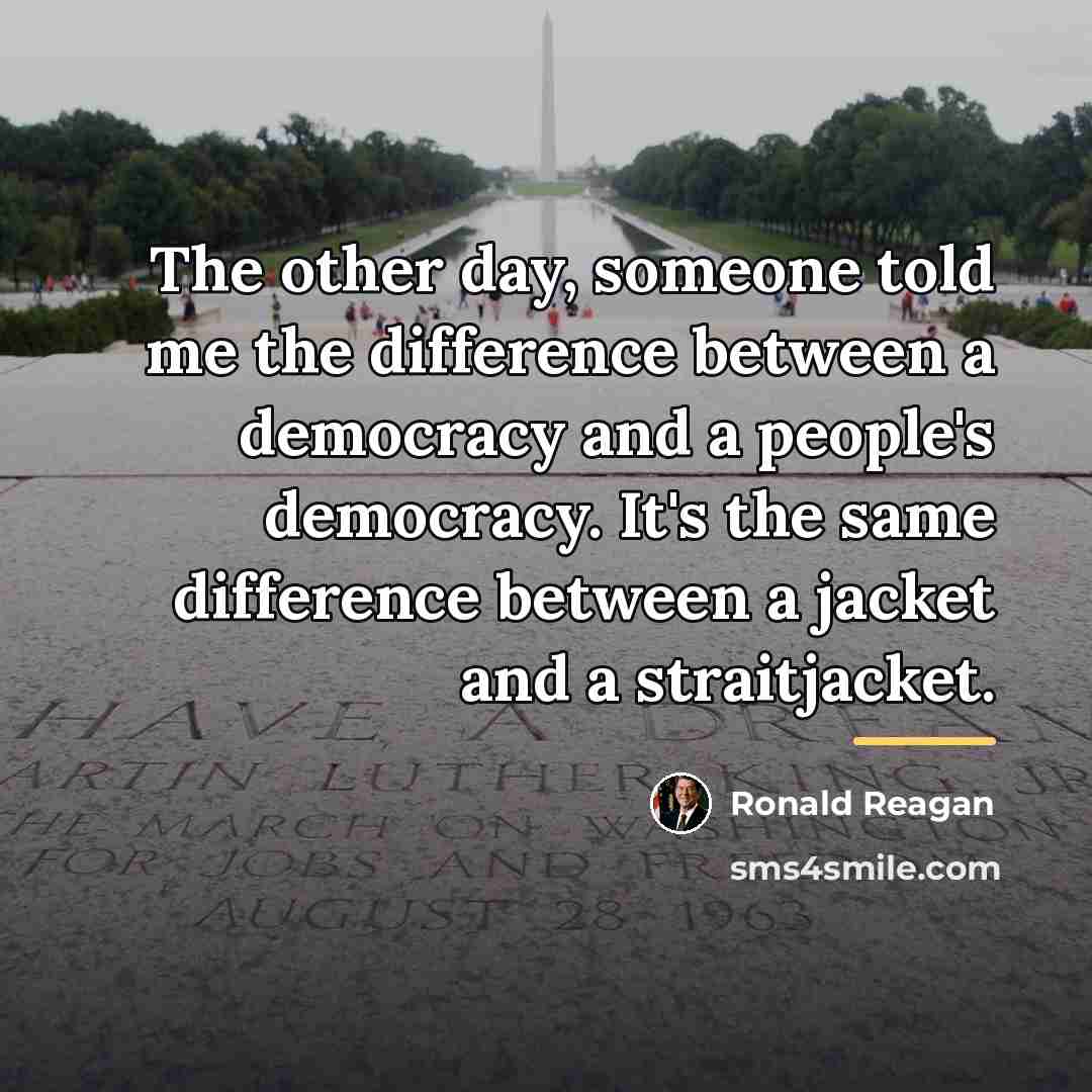 “The other day, someone told me the difference between a…” quote by Ronald Reagan