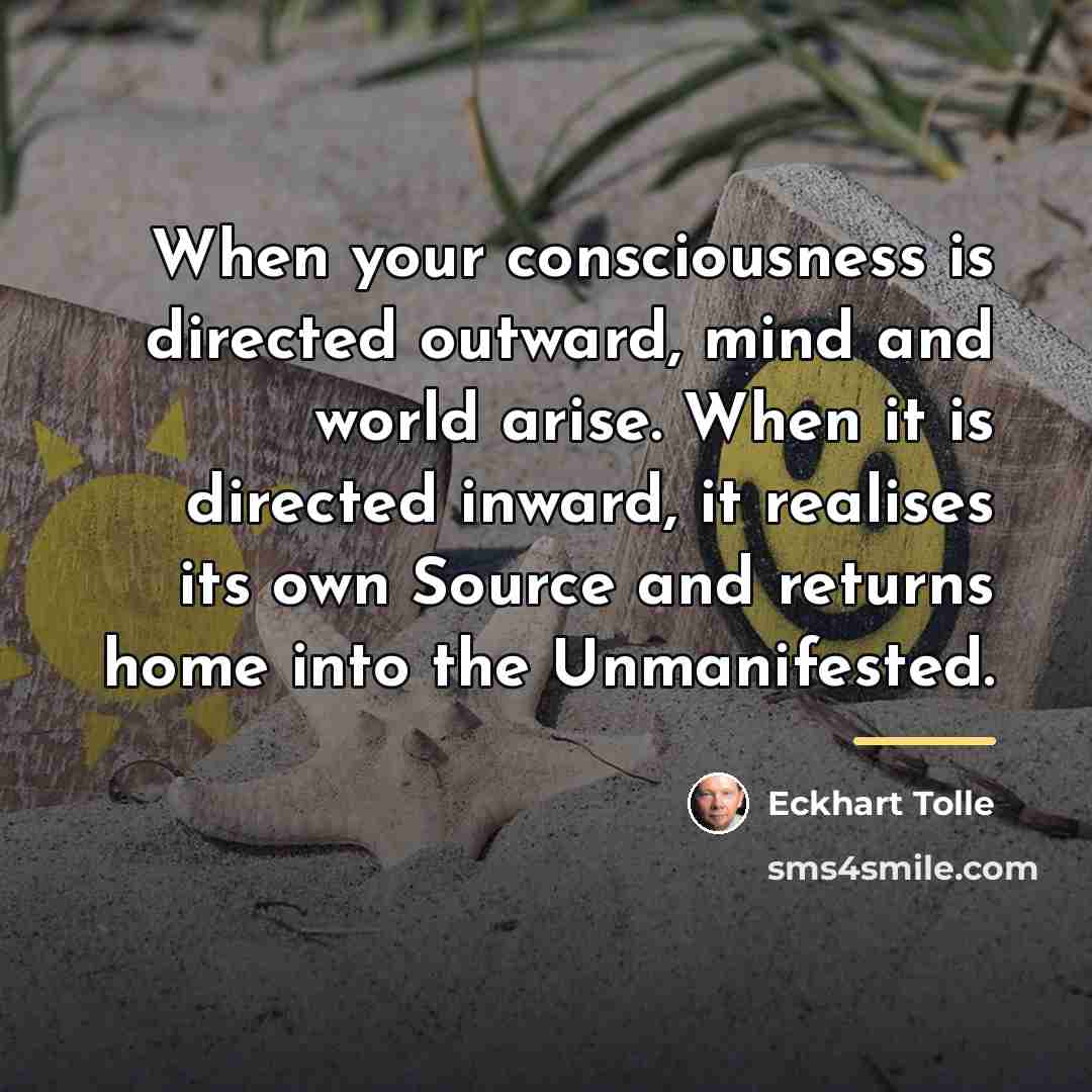 “When your consciousness is directed outward, mind and world arise.…” quote by Eckhart Tolle