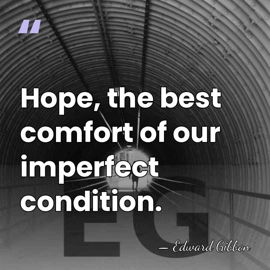 Hope, the best comfort of our imperfect condition. - Edward Gibbon