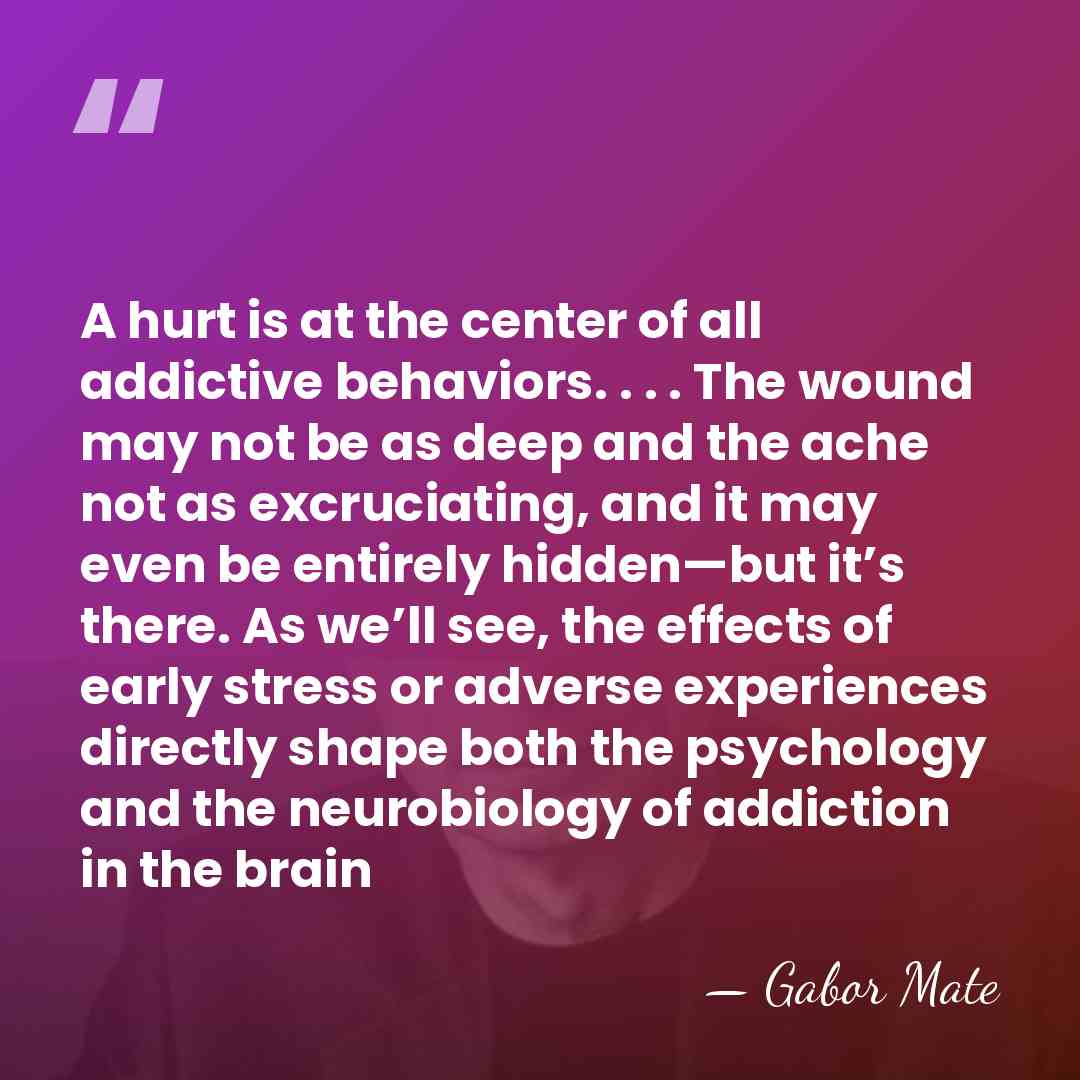 A hurt is at the center of all addictive behaviors. . .&hellip; - Gabor Mate