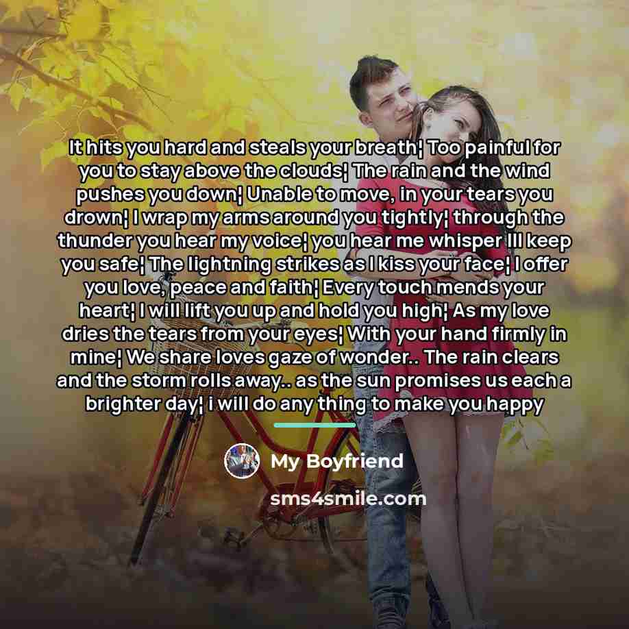 “It hits you hard and steals your breath¦ Too painful…” quote by My Boyfriend