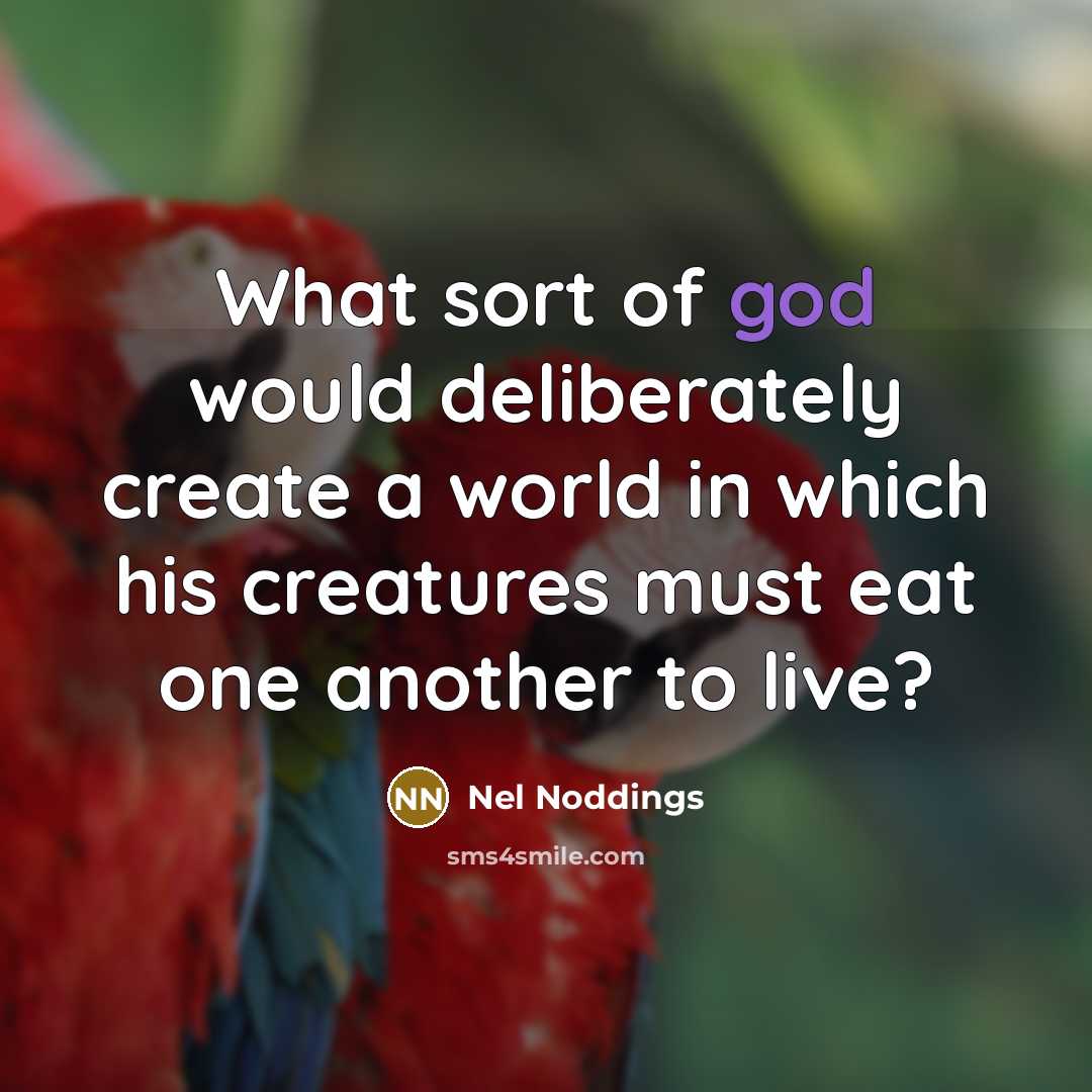 “What sort of god would deliberately create a world in…” quote by Nel Noddings