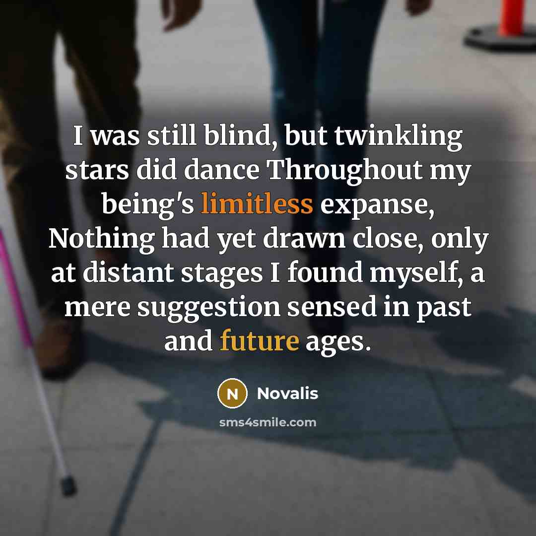 “I was still blind, but twinkling stars did dance Throughout…” quote by Novalis