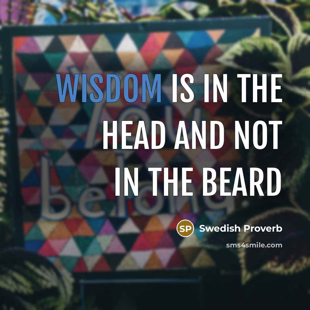 “Wisdom is in the head and not in the beard…” quote by Swedish Proverb