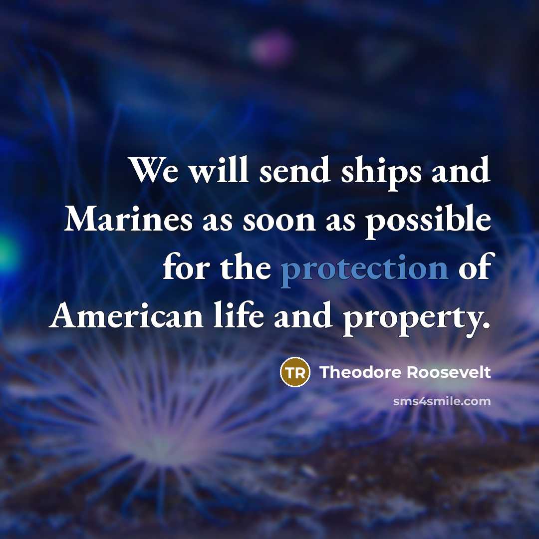“We will send ships and Marines as soon as possible…” quote by Theodore Roosevelt